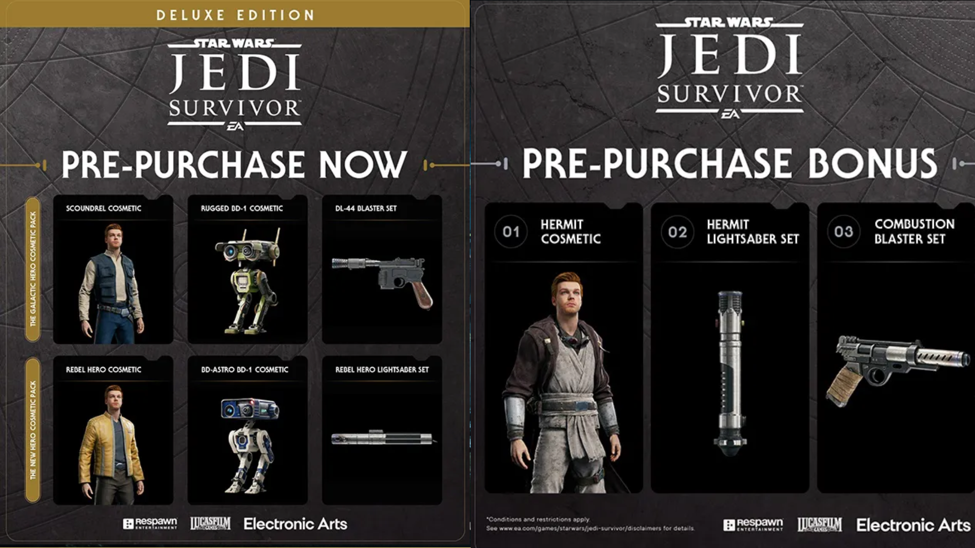 Image showing pre-order bonus rewards for Jedi: Survivor
