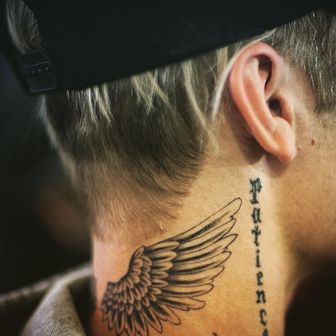 Justin Biebers patience  Patience tattoo Justin bieber neck tattoo Neck  tattoo
