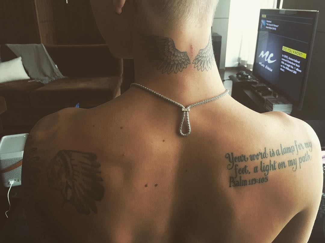 Justin Bieber  David Beckham Neck Tattoo   Cross with wings  A   TikTok